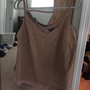 City Chic Light Brown Layered Suede Top
